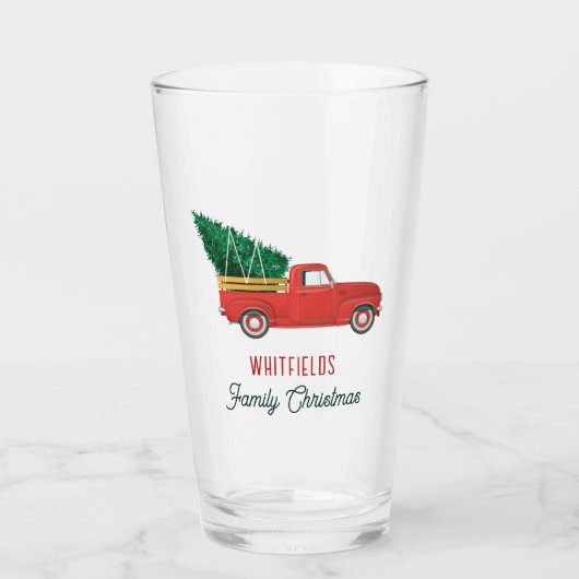 Christmas Red Truck Family Holiday Custom Glas (Voorkant)