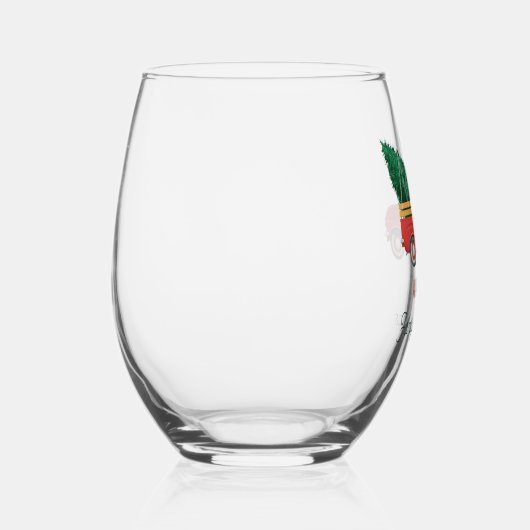 Christmas Red Truck Family Holiday Custom Wijnglas Zonder Voet (Rechts)