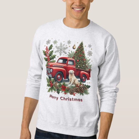 Christmas Red Truck with Dog and Christmas Tree Trui (Voorkant)