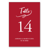 Christmas Red Wedding Table number Card Kaart (Achterkant)