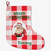 Christmas Red White Check Grote Kerstsok (Voorkant)