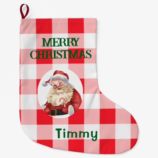 Christmas Red White Check  Grote Kerstsok (Voorkant)