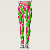 CHRISTMAS RED, WHITE & GREEN STRIPES LEGGINGS (Voorkant)