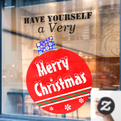 Christmas Red White Snow Capped Ornament Raamsticker (Cafe Raam)