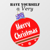 Christmas Red White Snow Capped Ornament Raamsticker (Vel)