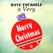 Christmas Red White Snow Capped Ornament Raamsticker (Vel 3)