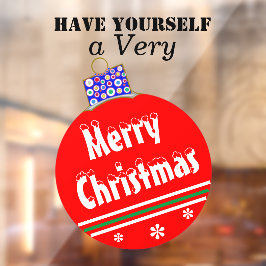 Christmas Red White Snow Capped Ornament Raamsticker