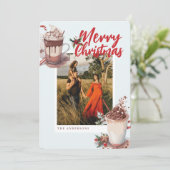 Christmas Red Winter Hot Cocoa Coffee Holiday Card Feestdagenkaart (Staand voorkant)