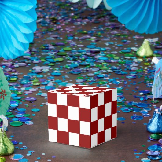 Christmas Red with White Square Pattern Classic Bedankdoosjes (Feest)