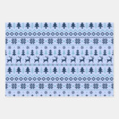 CHRISTMAS REIN DEER LAPLAND PATROON Red Blue WPS3 Inpakpapier Vel (Voorkant 3)