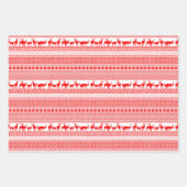 CHRISTMAS REIN DEER LAPLAND PATROON Red Blue WPS3 Inpakpapier Vel (Voorkant)