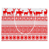 CHRISTMAS REIN DEER LAPLAND Red PATTERN Gift Bag Groot Cadeauzakje (Achterkant)