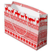 CHRISTMAS REIN DEER LAPLAND Red PATTERN Gift Bag Groot Cadeauzakje (Achterkant Gekanteld)
