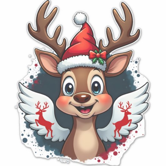 christmas Reindeer (1) Sticker (Voorkant)