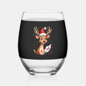 christmas Reindeer (1) Wijnglas Zonder Voet (Voorkant)