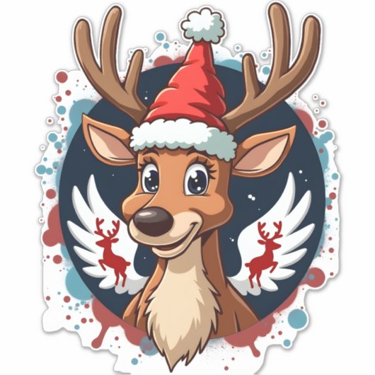 christmas Reindeer (2) Sticker (Voorkant)