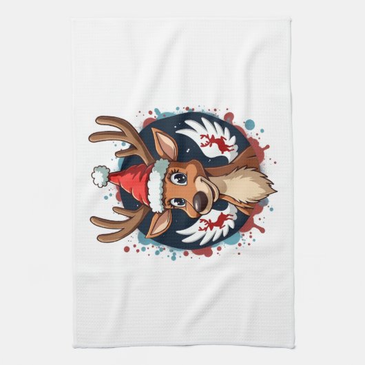 christmas Reindeer (2) Theedoek (Verticaal)