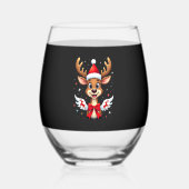 christmas Reindeer (3) Wijnglas Zonder Voet (Voorkant)