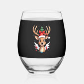 christmas Reindeer (4) Wijnglas Zonder Voet (Voorkant)