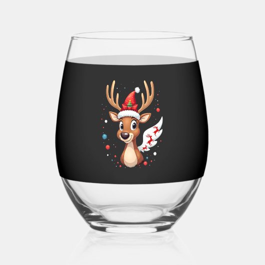 christmas Reindeer (5) Wijnglas Zonder Voet (Voorkant)