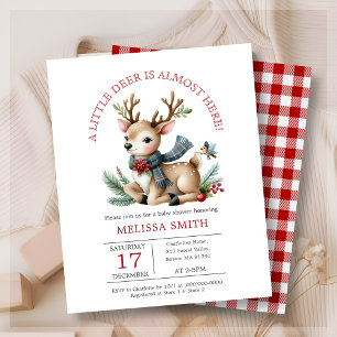 Christmas Reindeer Baby shower Budget Uitnodiging