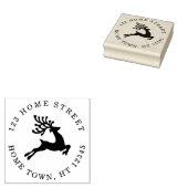 Christmas Reindeer Circular Return Address Rubberstempel (Gestempeld)