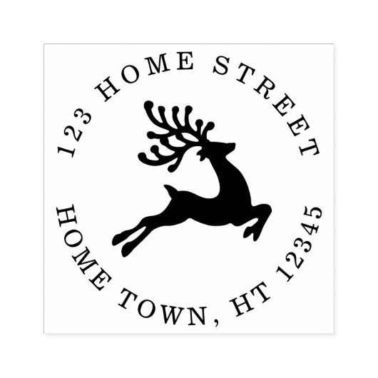 Christmas Reindeer Circular Return Address Rubberstempel (Afrduk)