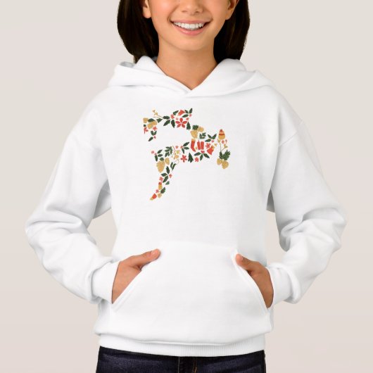 Christmas Reindeer Collage Hoodie – Festive Holida (Voorkant)