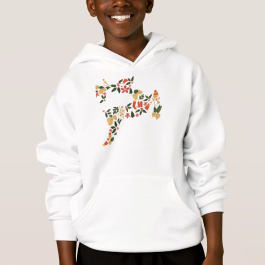 Christmas Reindeer Collage Hoodie – Festive Holida (Voorkant)