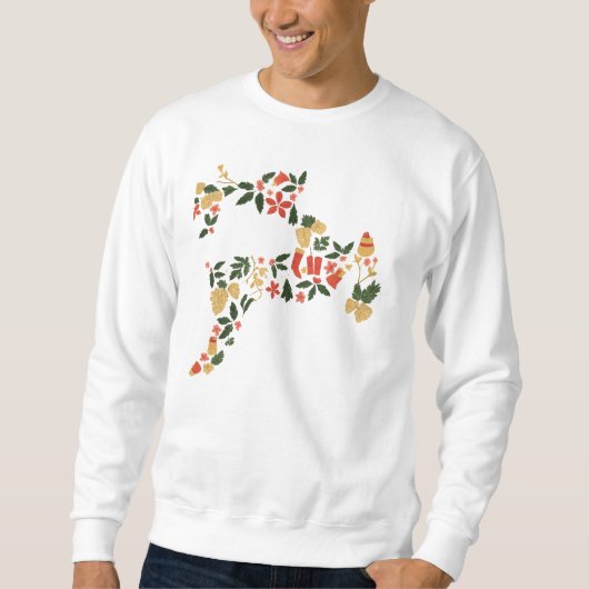 Christmas Reindeer Collage Hoodie – Festive Holida Trui (Voorkant)