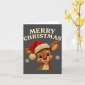 Christmas Reindeer Crochet Cute Merry Christmas Re Kaart (Gele Bloem)