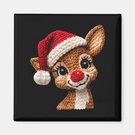 Christmas Reindeer Crochet Cute Merry Christmas Re Magneet (Voorkant)