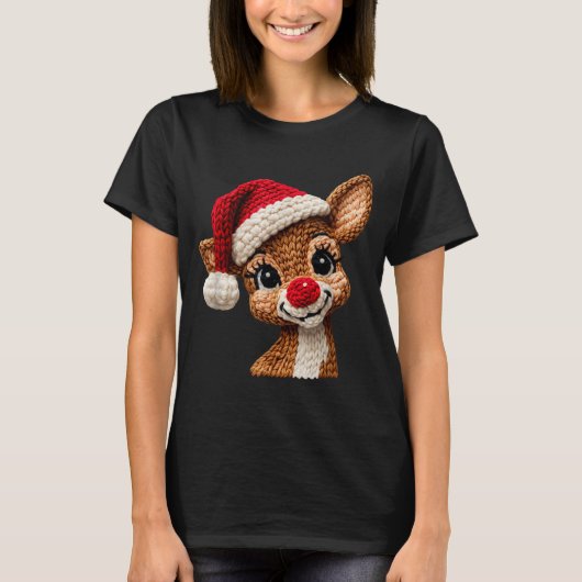 Christmas Reindeer Crochet Cute Merry Christmas Re T-shirt (Voorkant)