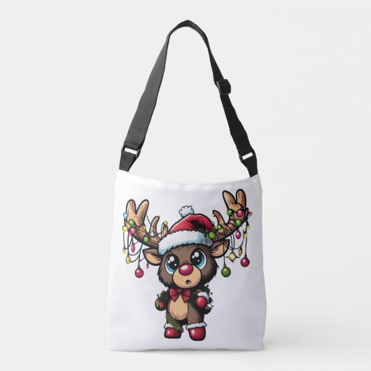 Christmas Reindeer Crossbody Bag Crossbody Tas (Voorkant)