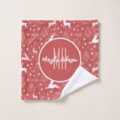 CHRISTMAS REINDEER EN HOLIDAY CHEER CUSTOM MONOGRA BAD HANDDOEK (Wasdoekje)