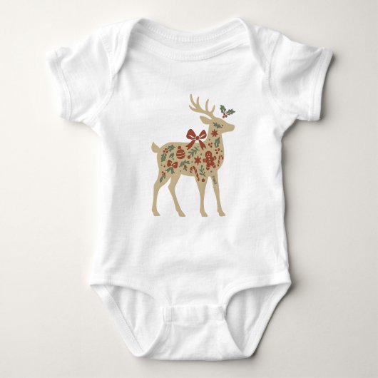 Christmas Reindeer Floral Art Romper (Voorkant)