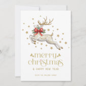 Christmas Reindeer Gold TypographyGreeting Card Kaart (Voorkant)