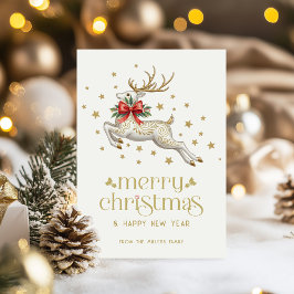 Christmas Reindeer Gold TypographyGreeting Card Kaart