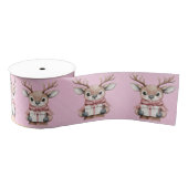 Christmas Reindeer Holding Presents Grosgrain Lint (Spoel)