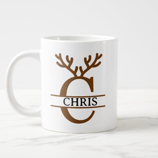 Christmas Reindeer holiday Mug, Custom winter  Grote Koffiekop (Links)