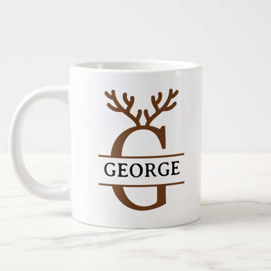 Christmas Reindeer holiday Mug, Custom winter Grote Koffiekop (Links)