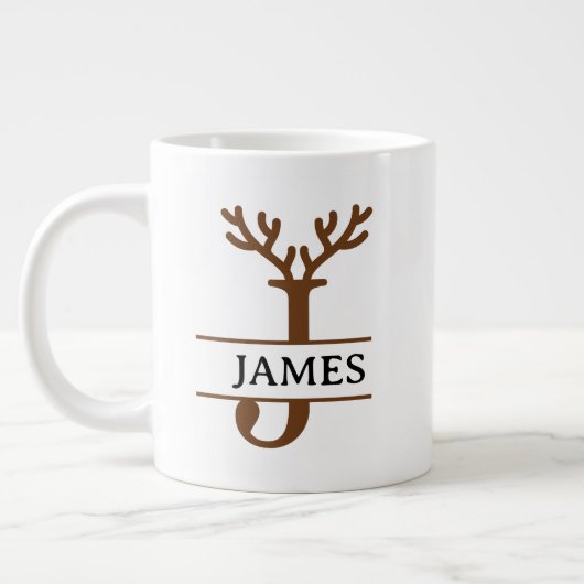 Christmas Reindeer holiday Mug, Custom winter  Grote Koffiekop (Links)
