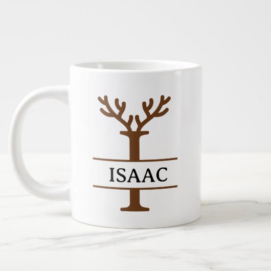 Christmas Reindeer holiday Mug, Custom winter Grote Koffiekop (Links)