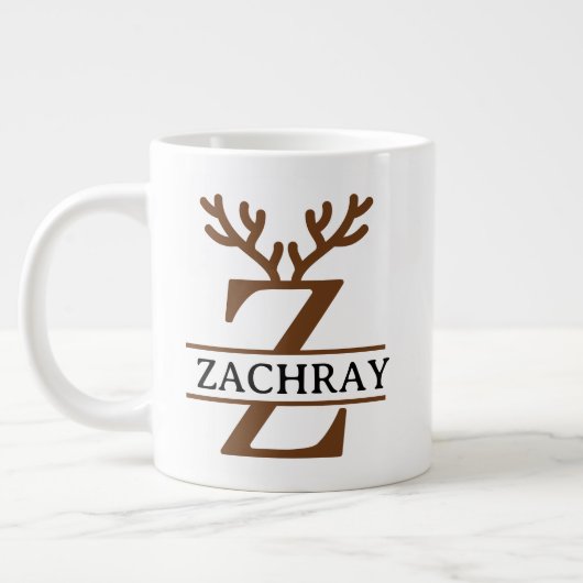 Christmas Reindeer holiday Mug, Custom winter Grote Koffiekop (Links)