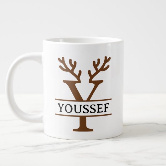 Christmas Reindeer holiday Mug, Custom winter  Grote Koffiekop (Links)
