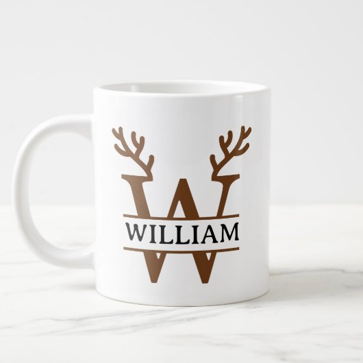 Christmas Reindeer holiday Mug, Custom winter Grote Koffiekop (Links)