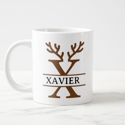 Christmas Reindeer holiday Mug, Custom winter  Grote Koffiekop (Links)