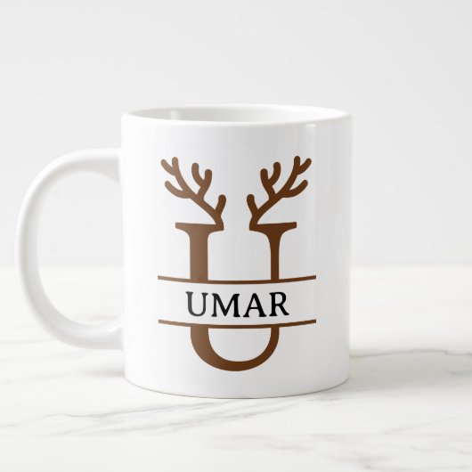 Christmas Reindeer holiday Mug, Custom winter  Grote Koffiekop (Links)