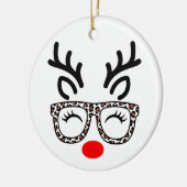 Christmas Reindeer Leopard Glasses Holiday Keramisch Ornament (Links)