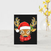 Christmas Reindeer Lights Gles Santa Hat Deer Xmas Kaart (Gele Bloem)